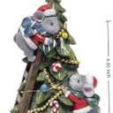 Hodao Christmas Mouse Figurine Tree Decor  Hand-Painted Resin with Glitter, Ladder, Star Topper, Candy Ornaments, Garland  Indoor Holiday Tabletop Statue for Home, Bedroom, Office, Winter Gift (Xmas Tree-red)