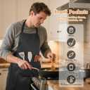 Apron for Women Men Chef, Adjustable Aprons with Pockets for Cooking Serving Painting Gardening, Gift for Friends (Black)