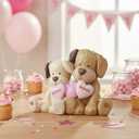 Braxio Dog Figurines Heart Decor - Resin Love Dog Couple Statue Heartwarming Tabletop Women Gifts for Living Room, Bedroom, Bookshelf & Sweet Home Accent