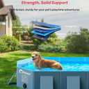 Peteast Foldable Dog Pool with Sturdy Square Design, Durable 82" Lx46 Wx12 D Extra Large Portable Pet Bathtub with Reinforced Sidewalls for Stability, Ideal for Indoor & Outdoor Use (Blue&Dark Gray)
