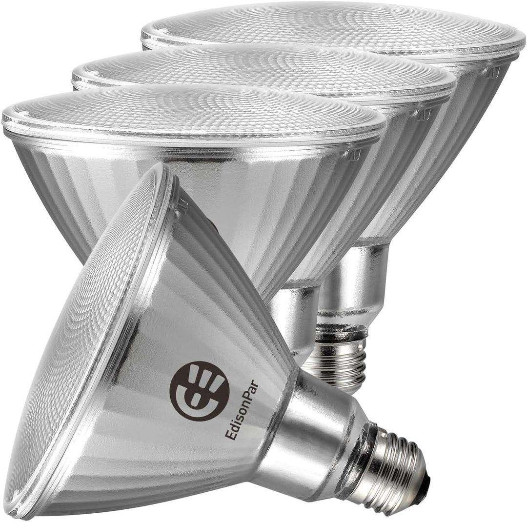 Full-Glass PAR38 LED Flood Light Bulbs Outdoor/Indoor Equivalent 300 Watt, 4000 Lumens Ultra Bright, Dimmable Waterproof 5000K Daylight, 4-Pack