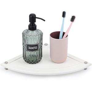 Segbeauty Fast Drying Corner Counter Shelf, 9.85in Instant Dry Corner Sink Organizer Diatomite Tray, Water Absorbent Tray for Bathroom Counter Decor, Side Countertop Organizer for Soap Dispenser