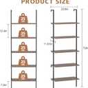 Wolawu 5 Tiers Ladder Shelf 2-Piece Black Modern Tall Bookshelf Open Large Tall Wall Mount Storage Bookcase Standing Leaning Wall Shelves Industrial Decorative (Brown)