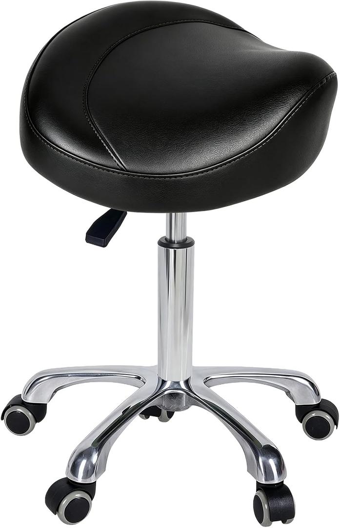 Ergonomic Saddle Chair,Heavy-Duty Rolling Stool with Wheels, No Back