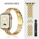 VISOOM Gold Iwatch Bands Compatible With Apple Watch Bands 38/40/41/42/44/45/46mm Women - Thin Metal Dressy Luxury Cute Designer Apple Watch Series 11 10 Se 9 8 7 6 5 4 3 2 1 Bracelet Bands for Women