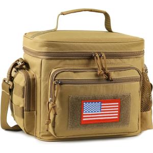 ATRIPACK Lunch Box for Men, Tactical Lunch Bag MOLLE Webbing Leakproof Insulated Large Lunch Cooler Women Adult Meal with Adjustable Shoulder Strap Durable Lunch Pail (Brown) (Medium)