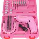 Electric Screwdriver Set, CW CCW 180 Rotatable Cordless Screwdriver Folding Rechargeable Screwdriver, 3.6V Pink USB Electric Screwdriver Portable Screw Driver Set with LED Light