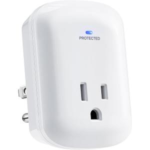 SURAIELEC Surge Protector, 1225J Wall Surge Protector Outlet with 900V VPR, Ground Protected Light Indicator for TV, Fridge, Microwave, Garage, Computer, Workshop and Gaming Devices, 15A/1875W, 1 Pack