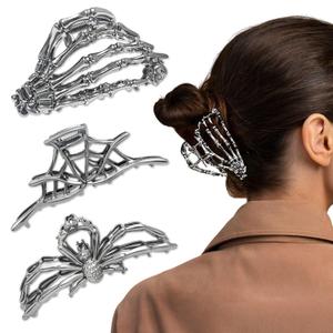 3 PCS Large Halloween Bat Hair Claw Clip for Women, Spooky Barrette Gothic Hair Accessories for Halloween Christmas Gifts Party Supplies (B)