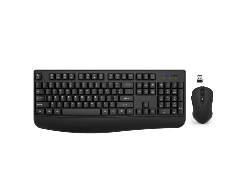 Wireless Keyboard and Mouse Combo, EDJO 2.4G FullSized Ergonomic Computer Keyboard with Wrist Rest and 3 Level DPI Adjustable Wireless Mouse for Windows, Mac OS Desktop/Laptop/PC