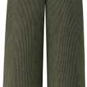 CFLONGE Women Wide Leg Sweatpants Casual Solid Color Corduroy Work Pants Comfy Lounge Jogger Baggy Trousers Pant with Pockets (12, Army Green)