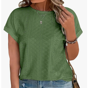 Eytino Women Plus Size Tops Short Sleeve Crewneck Casual Loose Summer Blouse Shirts, M