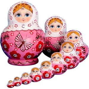 YAKELUS Russian Nesting Dolls for Kids Matryoshka Doll 10pcs Handmade