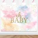 Mocsicka Pastel Baby Girl Shower Backdrop - 7x5ft Colorful Cloud Rainbow Watercolor Decorations