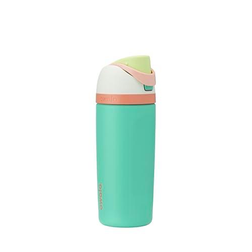 Owala Kids FreeSip Insulated Stainless Steel Water Bottle with Straw for Sports, Travel, and School, BPA-Free Sports Water Bottle, 16 oz, Mint Green Crazy Chameleon
