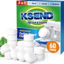 Ksend Toilet Bowl Cleaner Tablets - 60 PCS Automatic Bleach Toilet Cleaner Tablets, Slow-Releasing Deodorizing & Descaling, Powerful Bathroom Tank Cleaner (1 Count (Pack of 60))