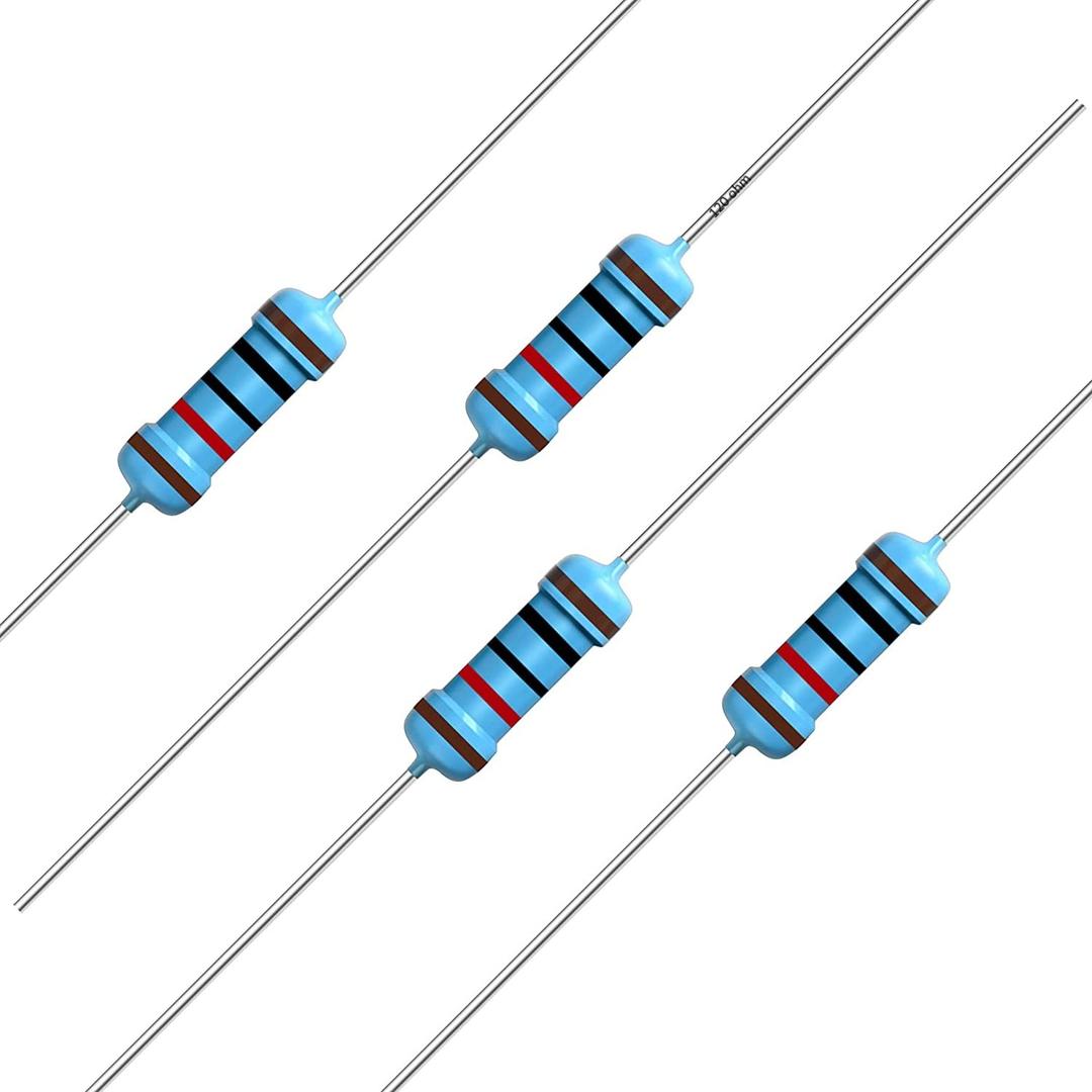 California JOS 100pcs 120 ohm Resistor 1/2w (0.5Watt) 1% Tolerance Metal Film Fixed Resistor, Multiple Values of Resistance Optional(120 ohm, 120 R, 120 )