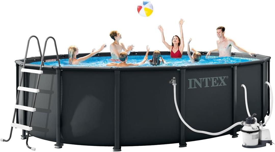 INTEX 26325EP 16ft X 48in Ultra XTR Frame Deluxe Above Ground Swimming Pool Set with 1500 GPH Sand Filter Pump, Removable Ladder, Ground Cloth, Pool Cover, SuperTough, Puncture and Rust Resistant