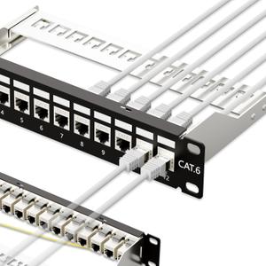 iwillink 10Gbps Patch Panel 12 Port, RJ45 Through Coupler Cat6 Patch Panel STP Shielded with Back Bar, 10'' Wallmount or Rackmount, Compatible with Cat5, Cat5e, Cat6 Cabling