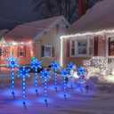 Solar Christmas Pathway Lights Outdoor Decorations, Solar Powered Snowflake Lights, Waterproof Xms Garden Stake Lights Outdoor Christmas Decorations for Patio Yard Porch Lawn, 4 Pack(Blue)