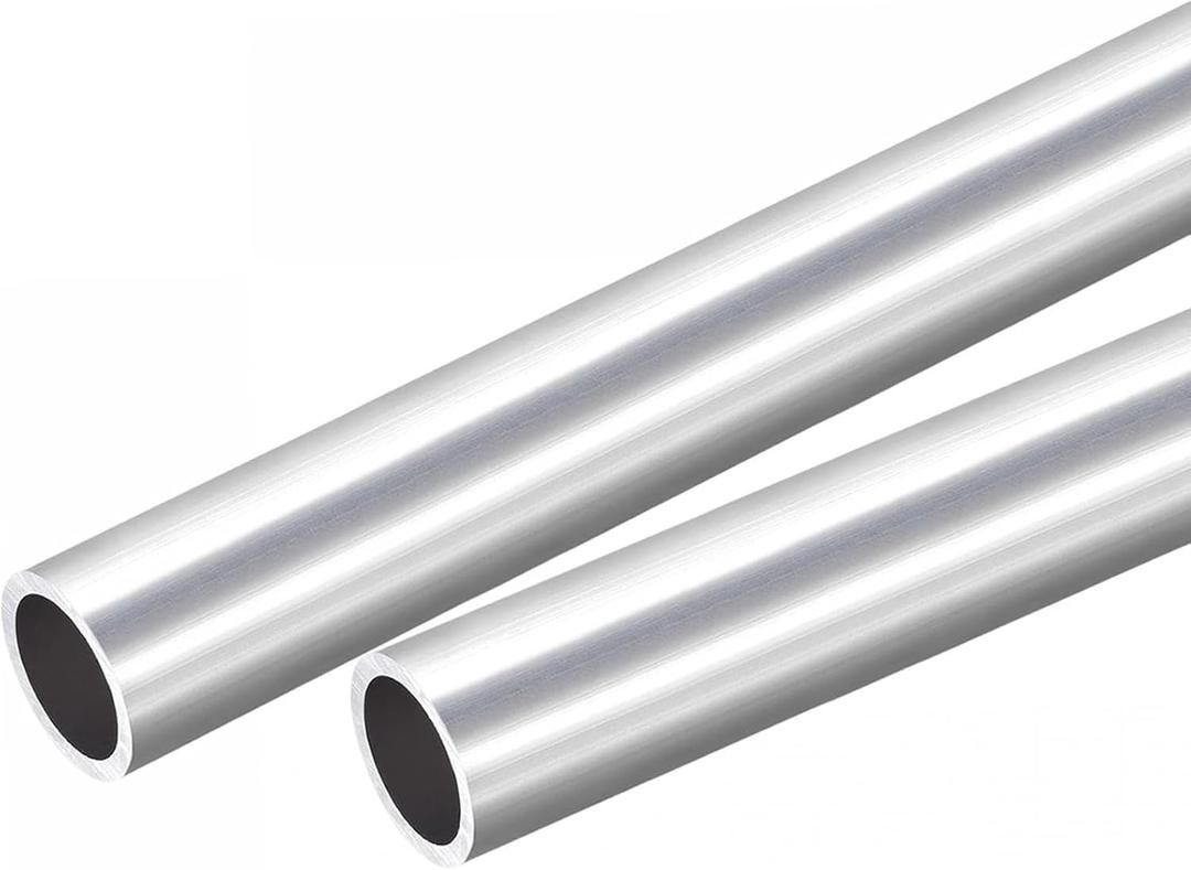 TOP-VIGOR 2Pcs 6063 Aluminum Round Tube, 25mm OD 20mm ID 300mm Length, Silver, Industrial DIY Projects