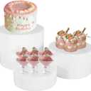 3Pcs Buffet Risers, Food Risers for Buffet Table, Display Stand Shelf for Party Catering Dessert Jewelry Collectibles , Different Size White Acrylic Cube Boxes Nesting Risers Food Display with Hollow Bottoms