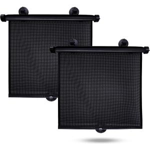 EcoNour Car Side Window Sun Shade (2 Pack) | Retractable Roller Sunshade for Kids | Baby Car Window Shades for UV and Sun Glare Protection | Baby Travel Accessories (15" x 17")