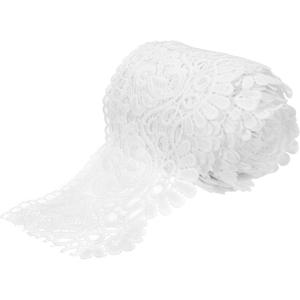 MECCANIXITY 4 Inch Wide 8 Yard Lace Ribbon Floral Pattern White Lace Trim Ribbon for Sewing Making, and DIY Crafts, Gift Wrapping, Wedding Decor