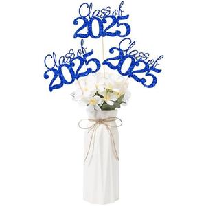 Pack of 2 10 PCS Graduation Class Centerpieces Blue Class of 2025 Graduation Centerpieces, 2025 Graduation Centerpieces for Tables Cake Toppers