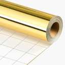 Merture Gold Wrapping Paper Roll - 17 In X 32.8 Ft(46.5 sq.ft.) Metallic Gold Solid Color Gift Wrap with Grid Cutting Lines for Christmas, Wedding, Birthday, Valentines Day, Mothers Day, Baby Shower