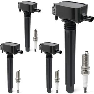 Set of 4 Ignition Coil Packs & Iridium Spark Plugs Compatible with 2.4L 2014-2020 Jeep Cherokee Compass Renegade, Ram ProMaster City, 15-17 Chrysler 200 13-16 Dodge Dart 16-18 Fiat 500X Replace UF751