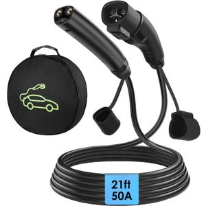NACS Extension Cable Cord, Charging Extension Cable for Tesla, 21ft 50A 240V 12Kw, Compatible with Tesla & NACS Level 1 & Level 2 Mobile Charger Wall Connector for Model Y/X/3/S/Cyber-truck