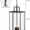 Outdoor Pendant Light, 25'' Large Hanging Lights Lantern Light, Modern Outside Chandelier with Clear Glass, Exterior Gazebo Light for Patio, Porch, Yard, Garage