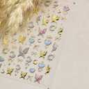 2 x 5D Embossed Butterfly Nail Stickers Heart Nail Art Stickers Spring Nail Decals Self-Adhesive Gold Butterfly Star Moon Nail Art Decals for Women Valentine's Manicure