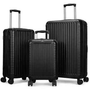 World Traveler Dejuno Abrams 3-Piece Lightweight Hardside Spinner Luggage Set - Black 3-Piece Set(20in,24in,28in)