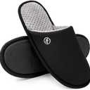 EverFoams Men's Cotton Knit Slippers Lightweight Memory Foam Indoor House Shoes with Anti-Skid Sole 11-12