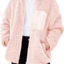 Arshiner Girls Fleece Jacket Sherpa Fall Winter Full Zip Fuzzy Coat Outwear with Pockets (7-8 Years, Pink)