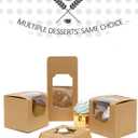 qiqee Auto-pop up Cupcake Boxes 100-Packs Individual Cupcake Container Brown Kraft 3.5" x 3.5" x 3.5" Single Cupcake Boxes