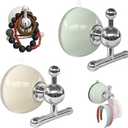 Suction Cup Hooks on Shower Glass Door Window Removable Bathroom Towel Loofah Hooks No Drill Wreath Hanger for Front Door(Cream Green,2 PCS)