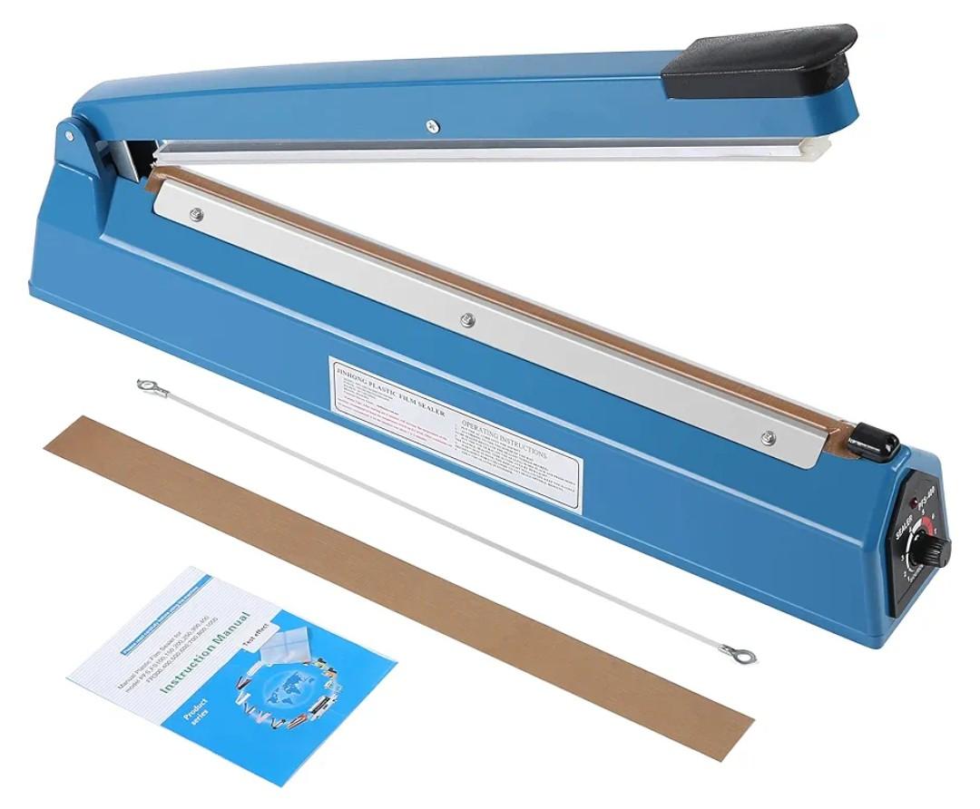 16 Inch Impulse Heat Sealer Manual Bags Sealer Sealing Machine Heating Closer for Plastic PE PP Mylar Poly Foil Bags Home Restaurant Food Storage with Extra Replace Element