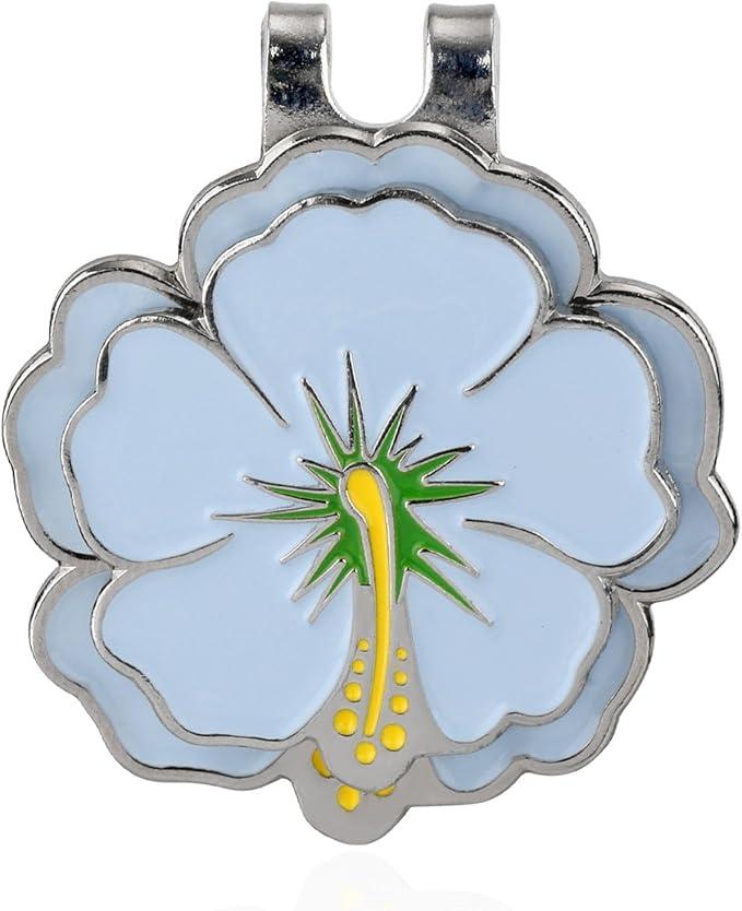 lasuroa Magnetic Golf Ball Marker with Hat Clip, Flower Shape Golf Marker Magnet Cap Hat or Visor Clip Set Sports Bag Decoration Accessories for Women Men Golfer Gift (Green)