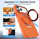 XIQI Compatible with iPhone 17 Pro Case 6.3'' with Magnetic 360 Rotatable Ring Stand & AI Camera Control Button[Compatible with Mag-Safe] Translucent Matte Phone Cover for Men Wowen,Orange