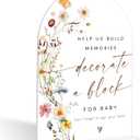 Decorate a Block Sign, Flower Baby Shower Table Decorations for Gender Reveal Party and Baby Shower, Centerpiece Party Decorations, Gender Reveal Gifts, 6X8 Inch Acrylic Arch Sign with Stand,9