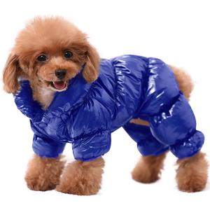 AOFITEE Dog Coat, Waterproof Dog Jacket, Fullbody Dogs Winter Coat Snowsuit, Windproof Puppy Puffer Jacket Snow Suit with Legs, Pet Fleece Winter Vest, Cold Weather Coats for Small Dogs, Blue Small