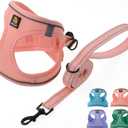 BELLA & PAL Step in Vest Harness for Small and Medium Dogs, No Pull Small Dog Harness with Leash Set, Comfortable Air Mesh Dog Vest Harness with Reflective Strip (Coral Pink, S)