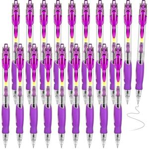 Gersoniel 23 Pcs Purple Ribbon Ballpoint Pen Pancreatic Cancer Awareness Pens Domestic Violence Awareness Retractable Pen Gifts Bulk Alzheimer Overdose for Society Charity Events Party Favors