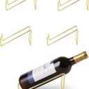 4 Pcs Single Wine Bottle Holder Gold, Single Wine Bottle Holders Stand Tabletop, Metal Gold Wine Bottles Rack Countertop for Party, Bar