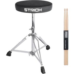 STRICH Drum Stool Set, Padded Seat Height Adjustable Drum Throne with 5A Drumsticks for Adults Beginner Drummers, SDB-10 Standard