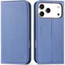 SHIELDON Genuine Leather Case Wallet for iPhone 17 Pro Max 6.9-inch | Folio Magnetic | RFID Blocking Credit Card Holder | Kickstand | Shockproof Phone Cover 2025 | Wisteria Purple