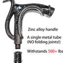 Walking Cane for Men & Women - Heavy Duty 500+ lbs Capacity, Gothic Cane with Ornate Design, Decorative Goth Metal Ergonomic Handle Cane, Black & Silver Snake Walking Stick for Senior Gift